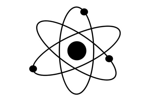 Atom Glyph Icon Sign: A Minimalist Vector Asset for Digital and Print Design