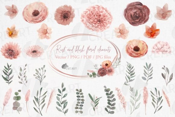Rust and Blush Pink Flowers and Leaves: Elevating Modern Design with Organic Elegance