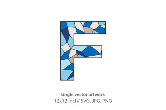 Stained Glass Pattern Inside Letter F: A Digital Design Asset for Creative Projects